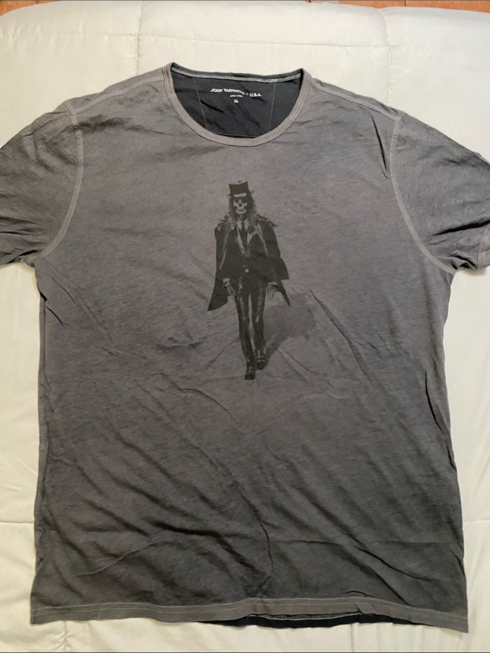 John Varvatos Charcoal Gray Graphic Crew Tee